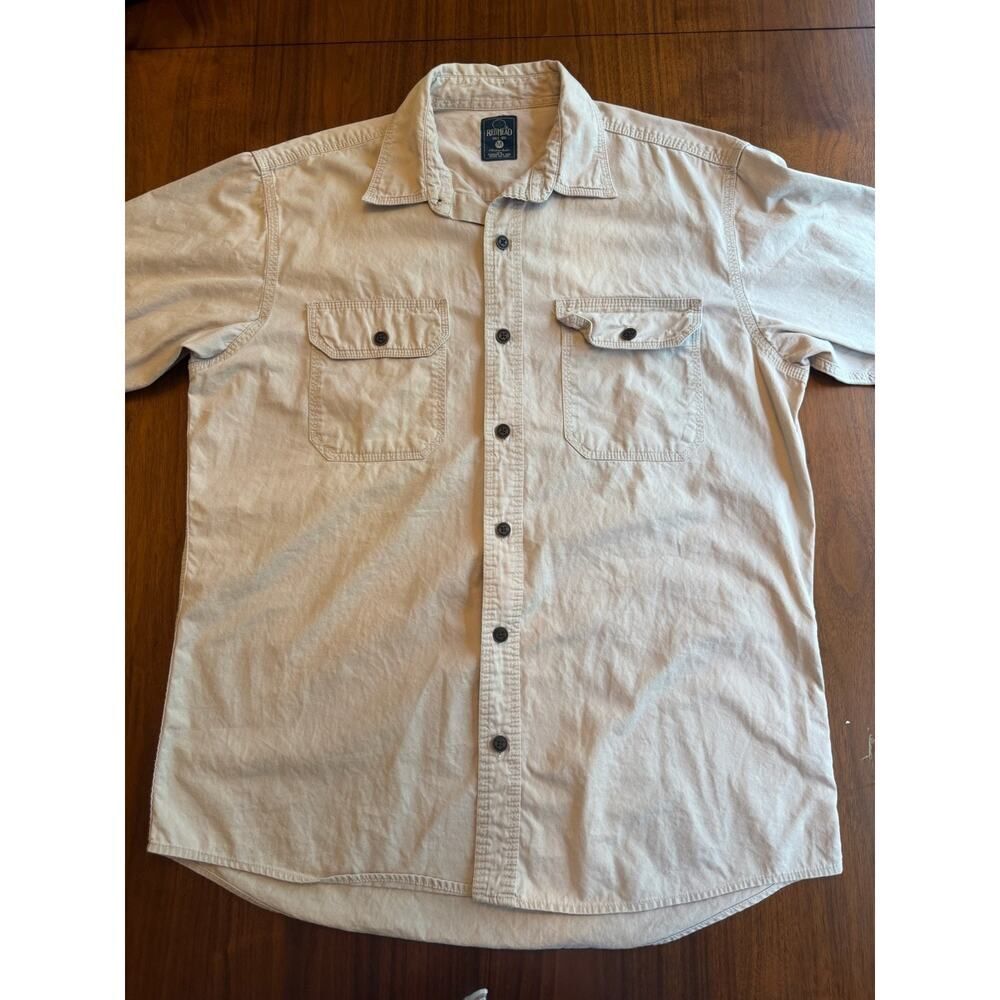 RedHead Men's Tan Short Sleeve Button Up Casual Work Shirt - Size M